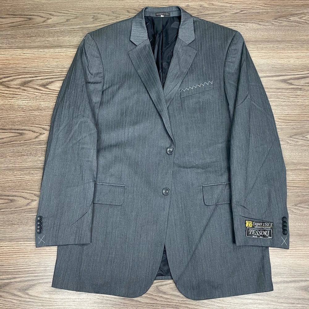 Tessori NWT Charcoal Grey Stripe Sport Coat 42L